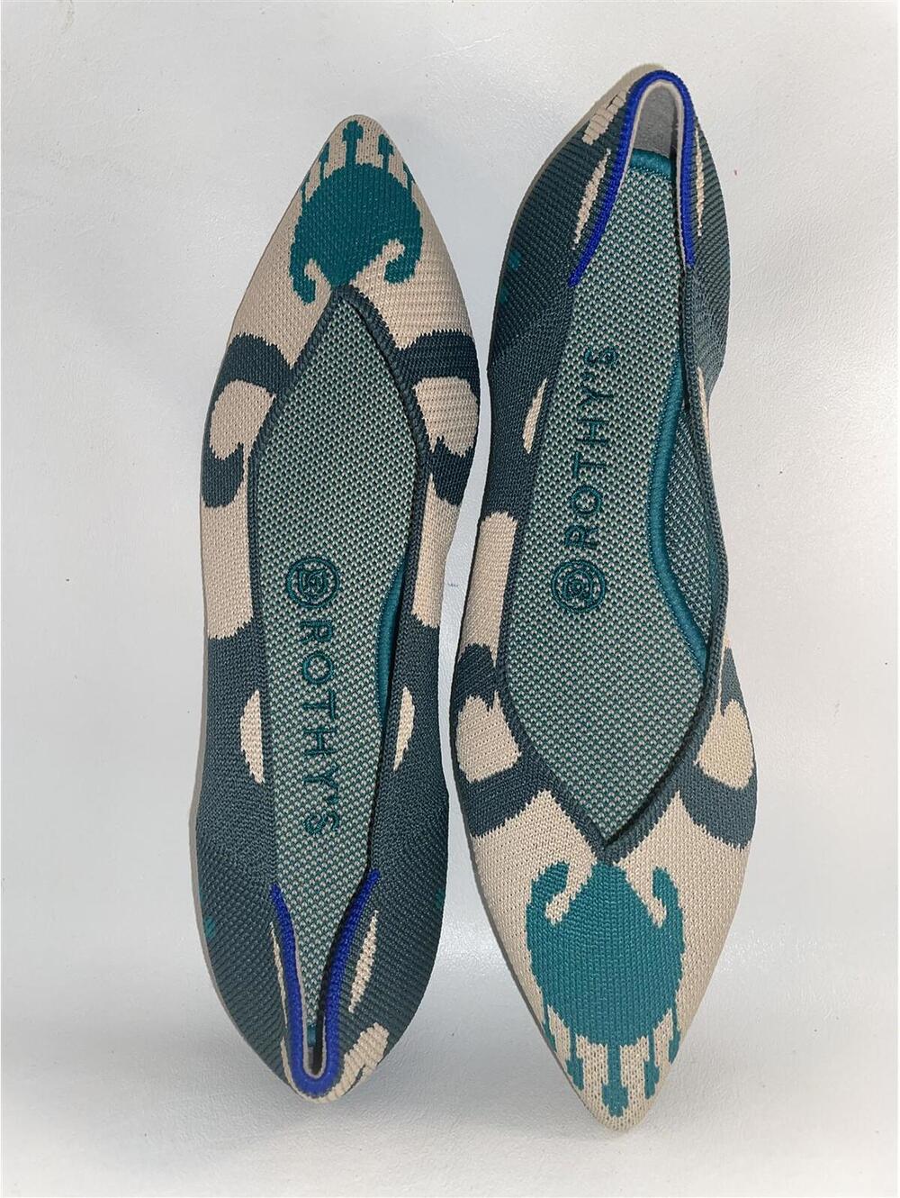 Rothy's Point Moroccan Green Shoes Flats Loafers 8 New